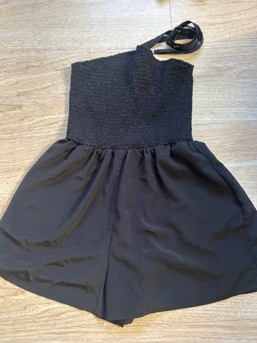 Lily Rose Black Smocked Halter Romper